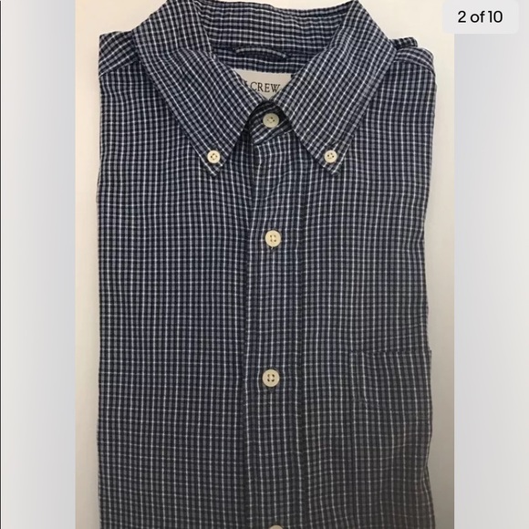 J.Crew Men Dress Shirt Blue White Plaid Small 100% Cotton Long Sleeve - Picture 7 of 9
